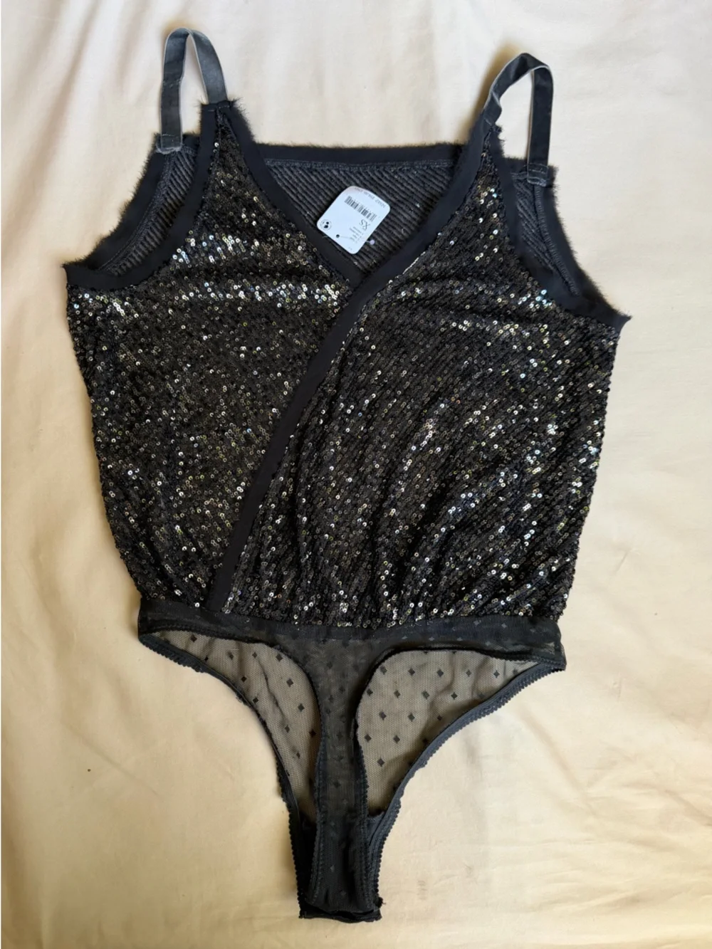 Free People Sequin Bodysuit Black‎ Shimmer & Shine NWT XS Going Out Party Top